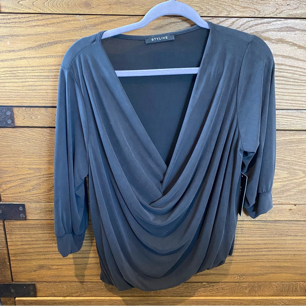 Women's Gray Drape Top
